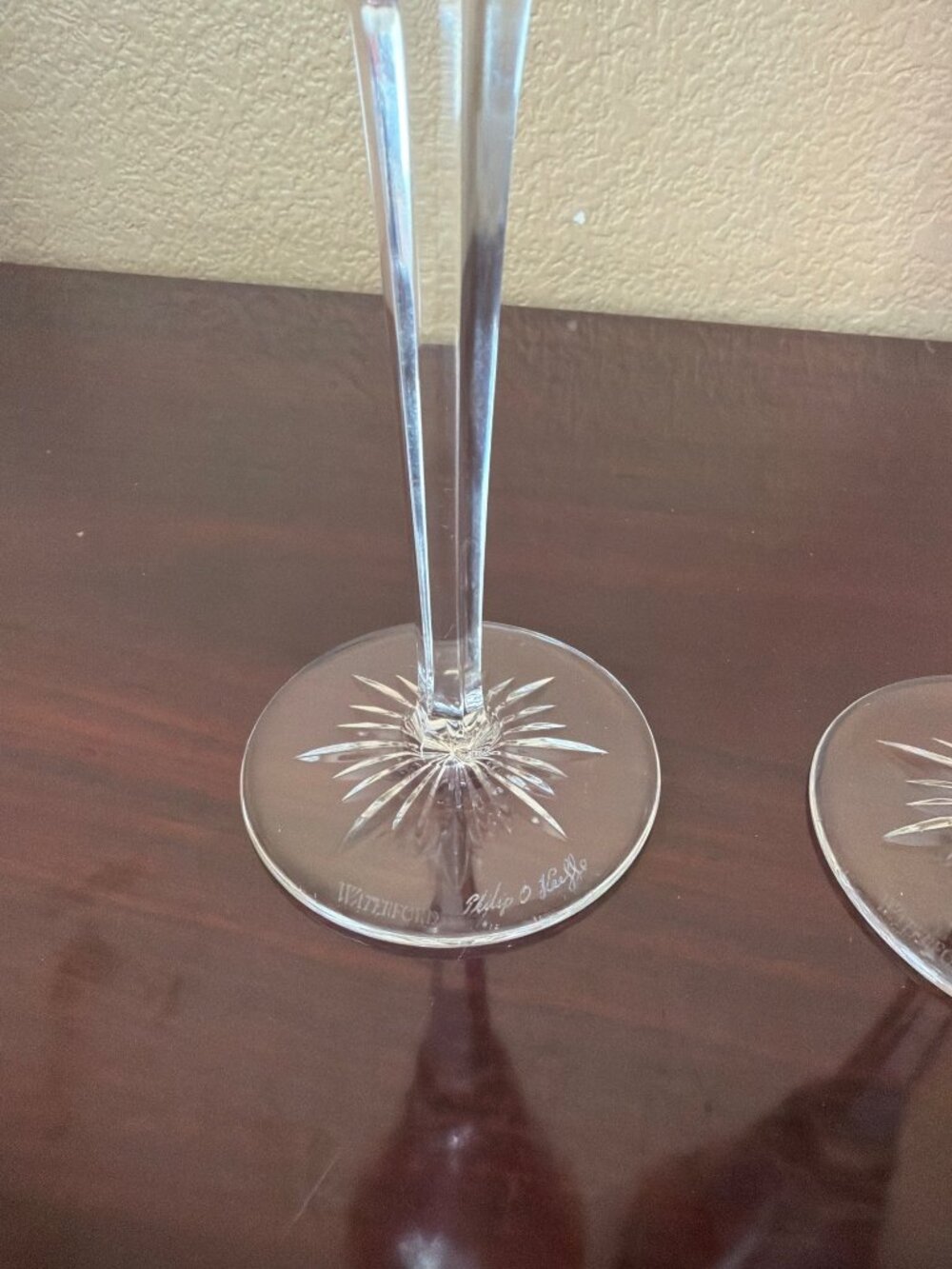Waterford Snowflake Wishes Joy 2011 Ruby Champagne Flutes Pair Signed O'Keeffe - Picture 7 of 13